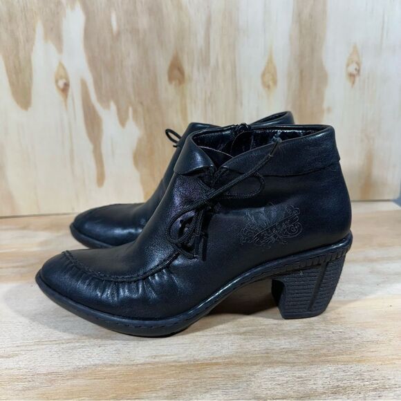 Rieker Black Leather Ankle Boots Women’s Size 6 - Picture 1 of 9